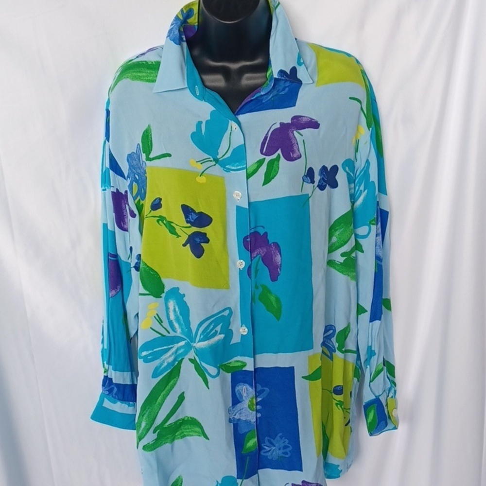 Moda International Floral Button Down Blouse Top S